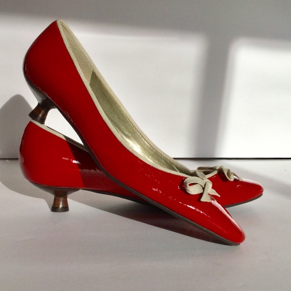 red patent kitten heels